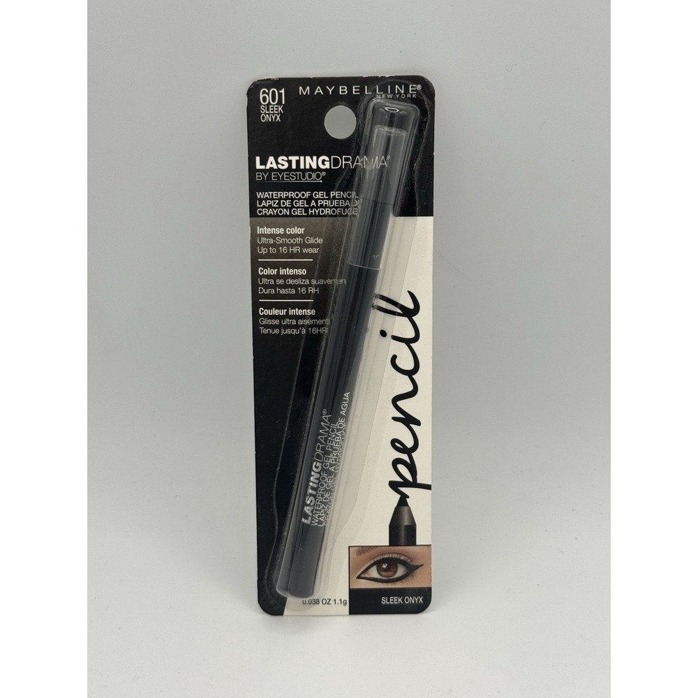 NEW Maybelline Lasting Drama Waterproof Gel Eye Liner Pencil 601 SLEEK Onyx See.